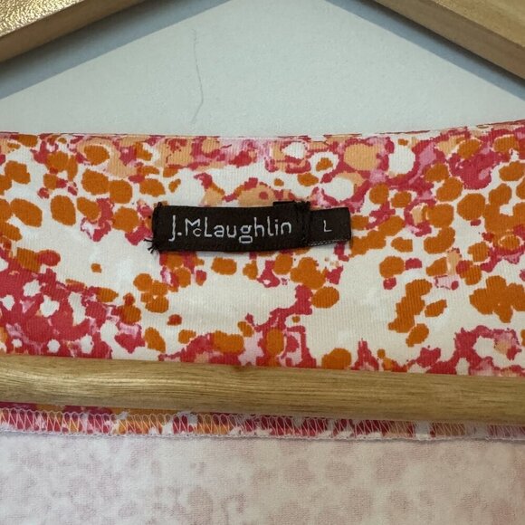 J. McLaughlin Catalina Cloth Rouched Tank Top Midi Dress Orange Pink Floral L - Picture 5 of 9